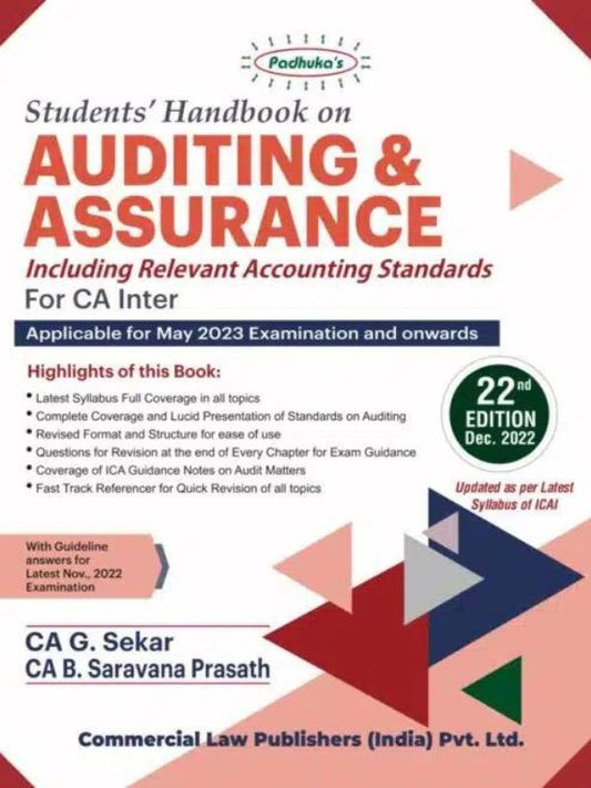 Commercial’s Students Handbook on Auditing & Assurance by G. Sekar for May 2023