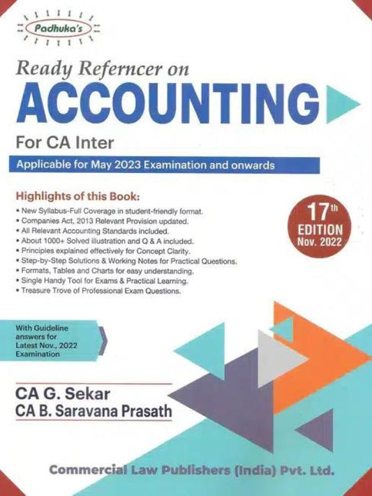 Commercial's Ready Referncer On Accounting For CA Inter 17th ed Nov 2022