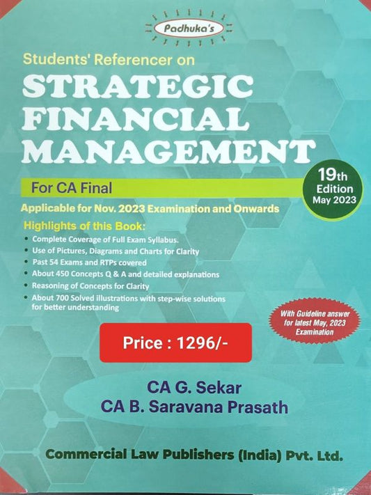 CA Final Padhuka Students Referencer on Strategic Financial Management For New Syllabus By G Sekar , B Sarvana Prasath Applicable for November 2023 Exam-Commercial's