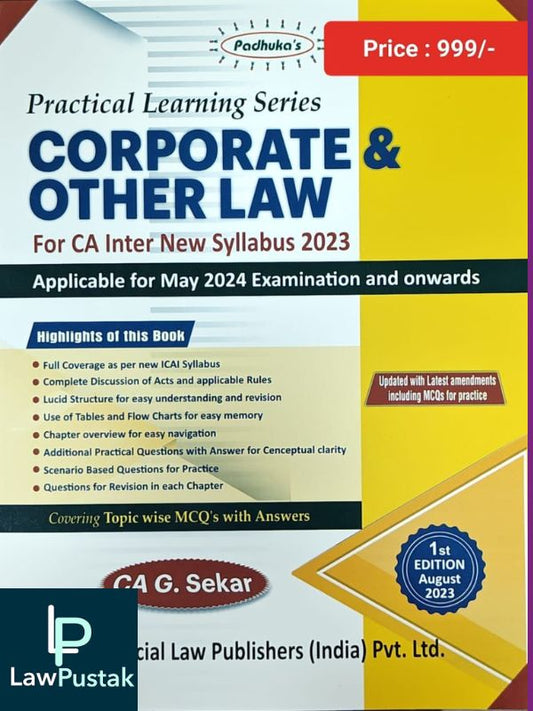 CA Inter Padhuka New Scheme Practical Learning Series Corporate And Other Law By CA G Sekar-Commercial