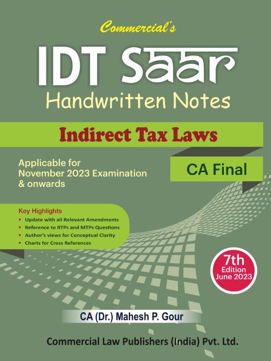 Commercial's IDT Saar (Indirect Tax Laws) Applicable for November 2023 Exam