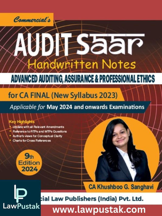 Audit Saar Handwritten Notes Advanced Auditing, Assurance & Professional Ethics By CA Khushboo Girish Sanghavi-Commercial's