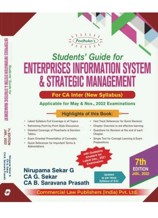 Commercial Law Publisher's Students Guide for Enterprise Information Systems & Strategic Management 8th edition June 2022 by G. Sekar  for Nov 2022 Examination