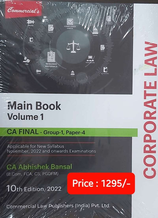 Commercial Law Publisher's Corporate Law & Allied / Economic Laws Main Book 10th edition 2022 by Abhishek Bansal for Nov 2022