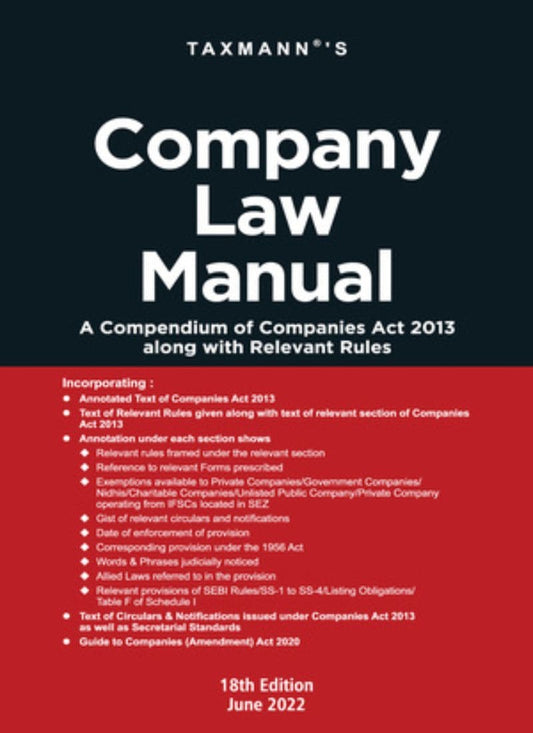 Company Law Manual Taxmann 18th Edition 2022-Taxmann