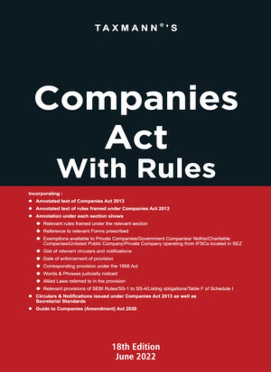 Taxmann's Companies Act with Rules Taxmann 18th Edition June 2022