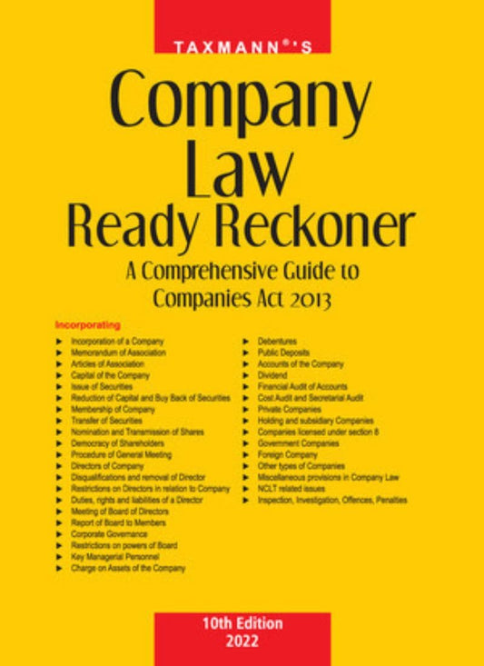 Taxmann's Company Law Ready Reckoner Taxmann 10th Edition 2022